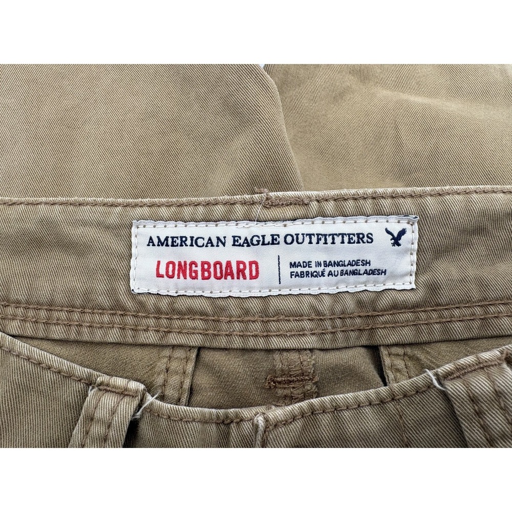 American Eagle Men's Khaki Chino Longboard Shorts Button Pockets, Size 32 - Picture 6 of 7